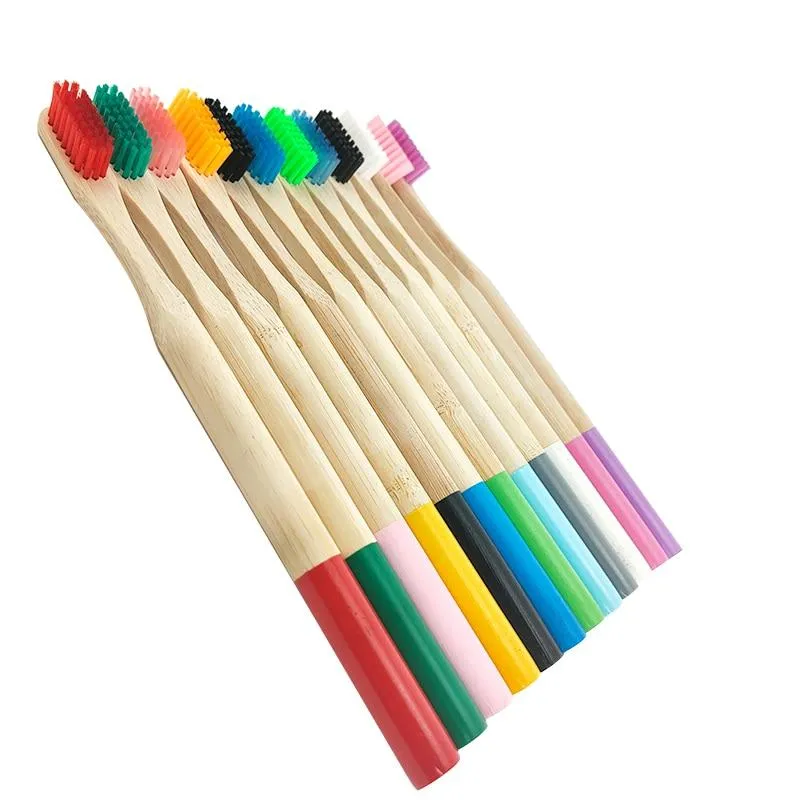 12 Pcs Natural Eco-Friendly Bamboo Handle Medium Bristle Toothbrushes