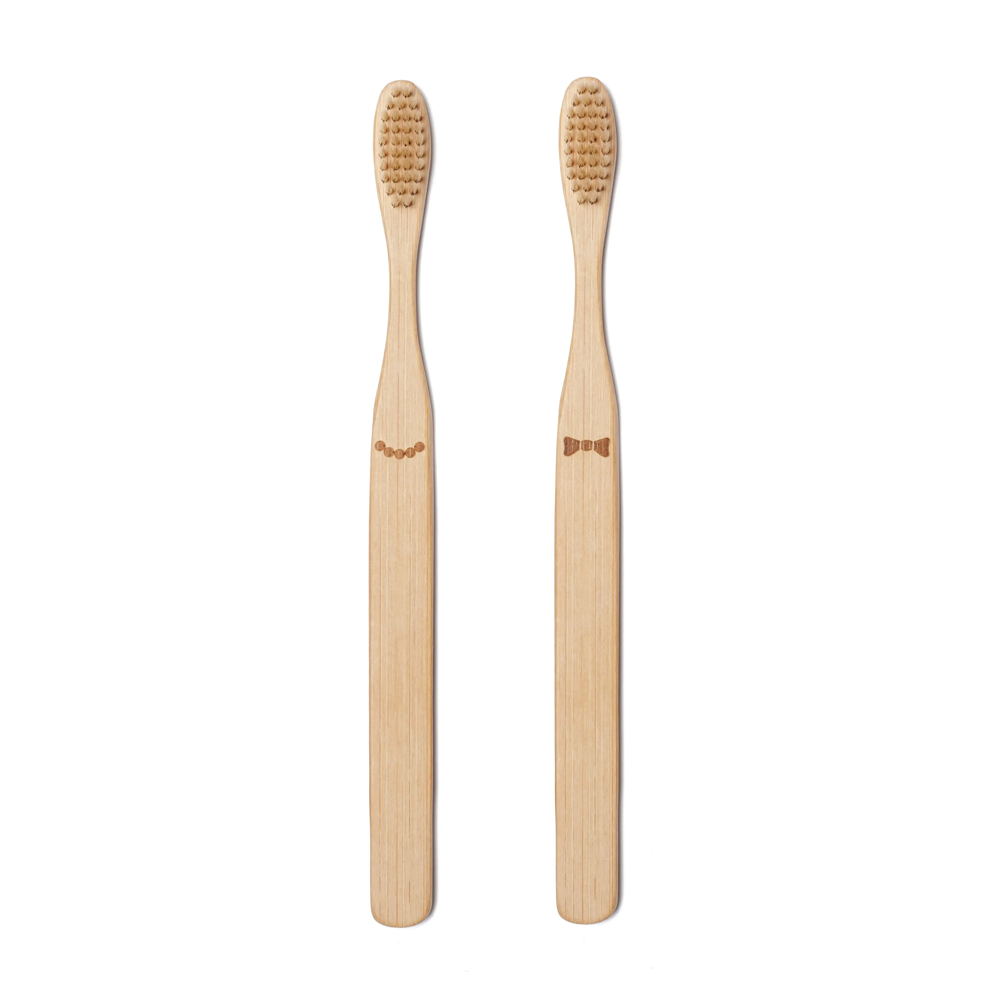 His & Her Bamboo Toothbrush Set