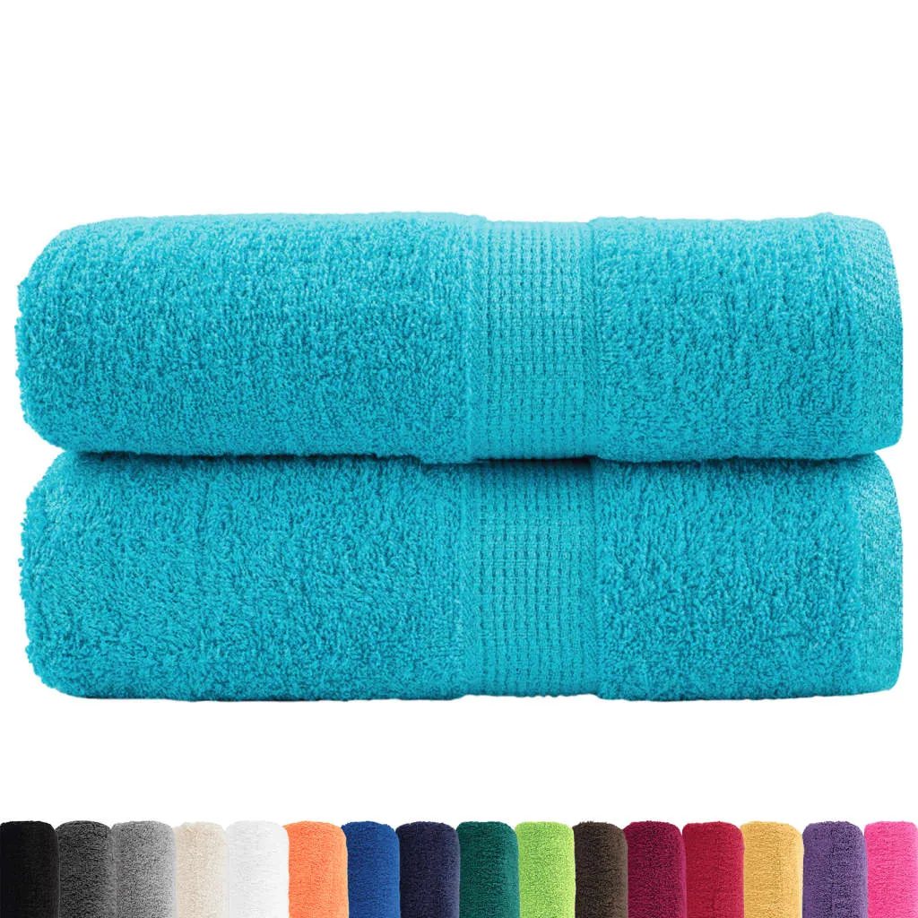 Premium Guest Towels 2 pcs Turquoise 30x50 cm 600 gsm 100% Cotton