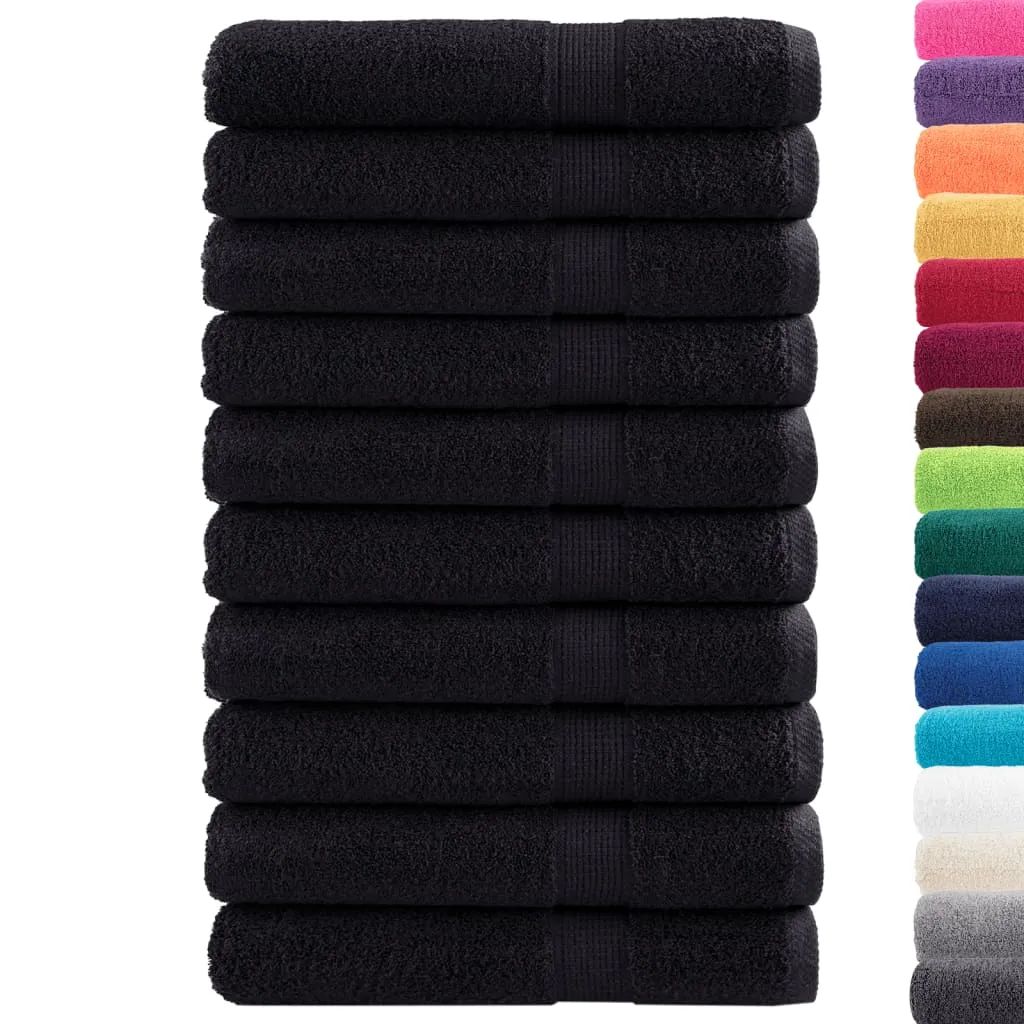 Premium Towels 10 pcs Black 100x200 cm 600 gsm 100% Cotton
