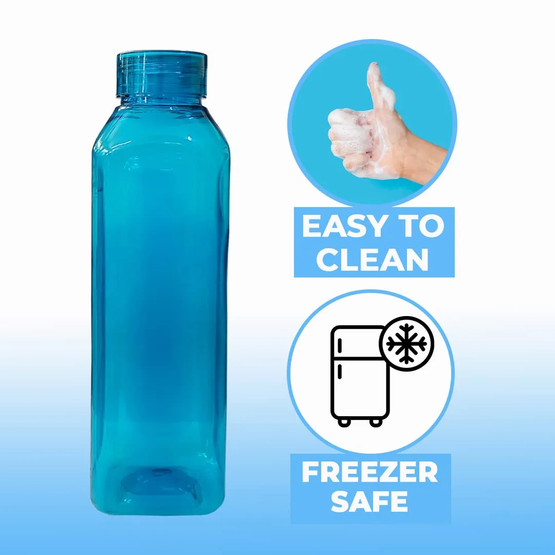Urbane Home BPA Free Plastic Water Bottles | Breakproof, Leakproof, Food Grade PET Bottles | Water Bottle for Kids & Adults | Plastic Bottle Set of 6 |Green