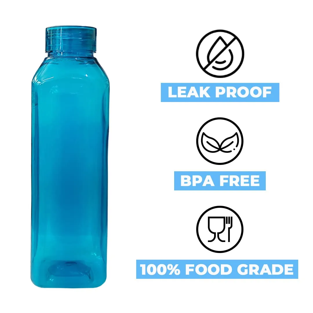 Urbane Home BPA Free Plastic Water Bottles | Breakproof, Leakproof, Food Grade PET Bottles | Water Bottle for Kids & Adults | Plastic Bottle Set of 6 |Green